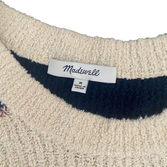 Madewell Women's Striped Crewneck Medium Long Sleeve Teddy bear sweater (J23) - Picture 3 of 8